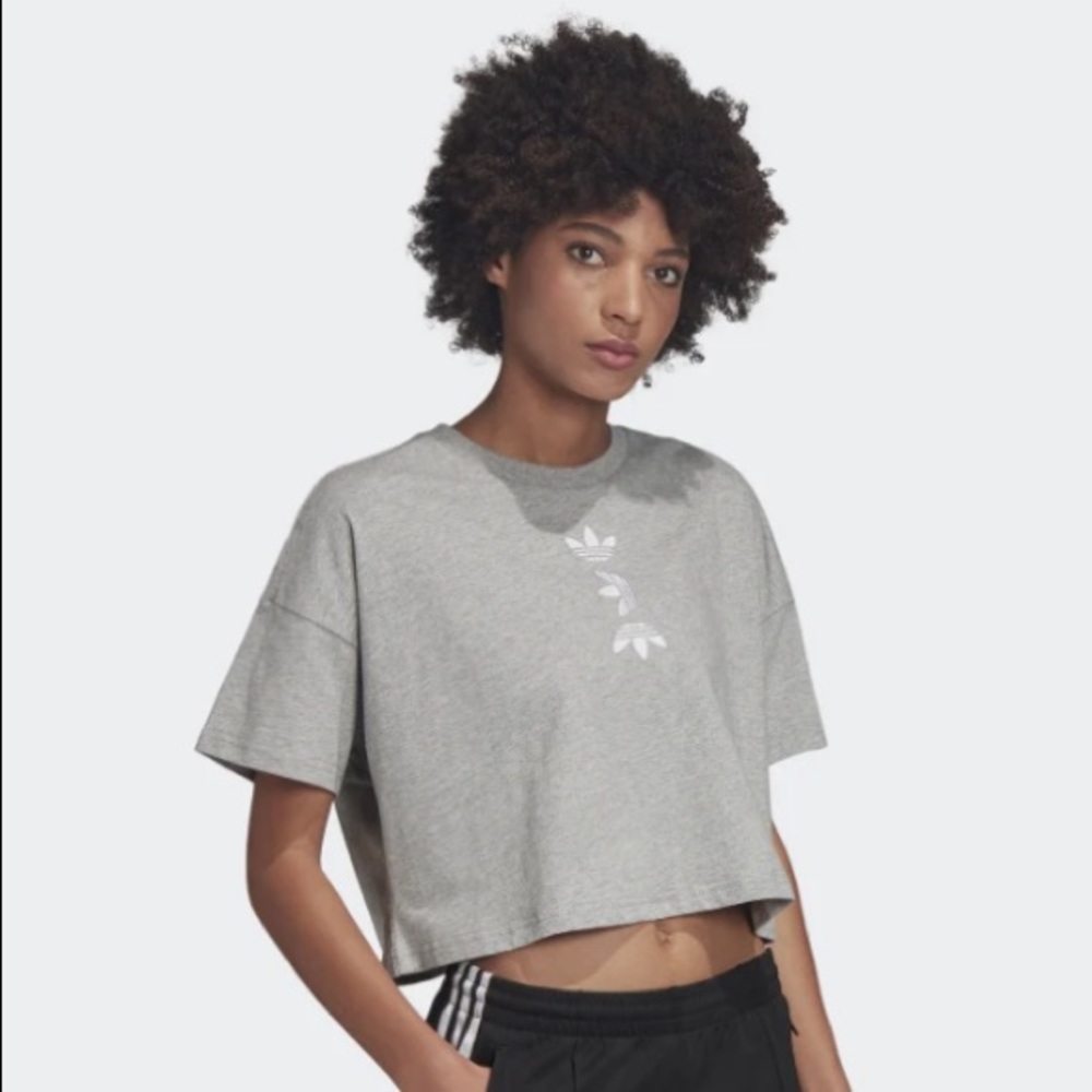 Adidas Three Trefoil Large Logo Crop Top!